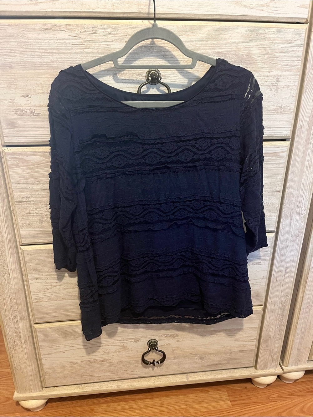 Westport Navy Lace-Detail Scoop Neck Top